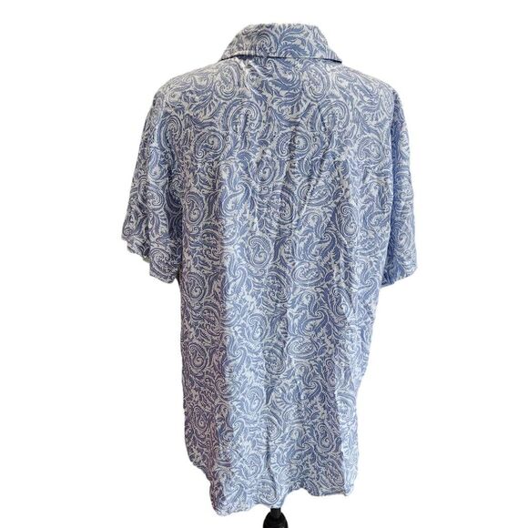 Japna -264 Hawaiian Shirt Paisley Light Blue Short Sleeve Button Down Medium - Picture 3 of 5